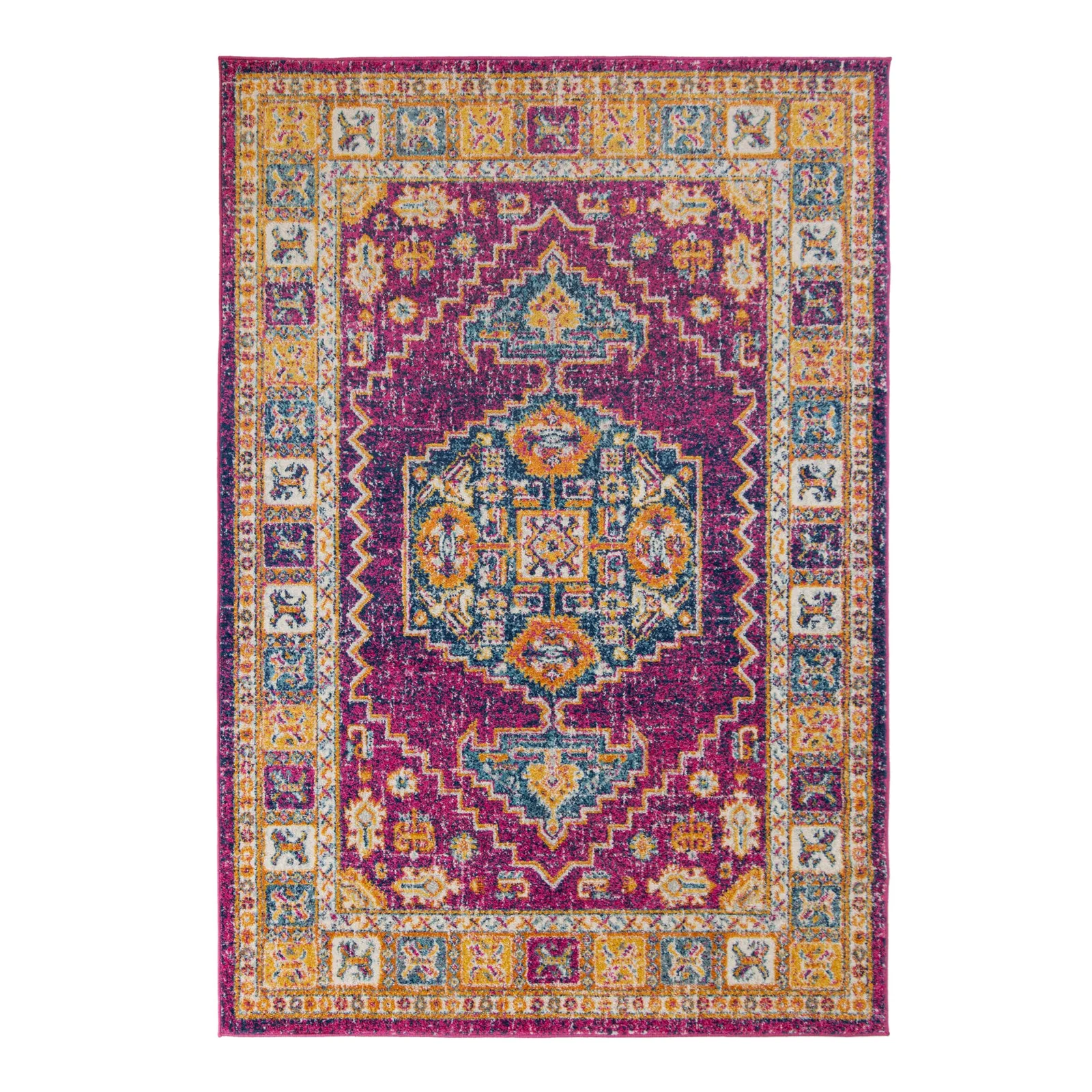 Urban Traditional Rug Pink, Yellow and Blue