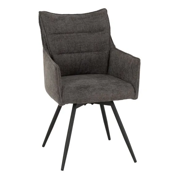 Lewis Set of 2 Carver Swivel Dining Chairs, Fabric 3