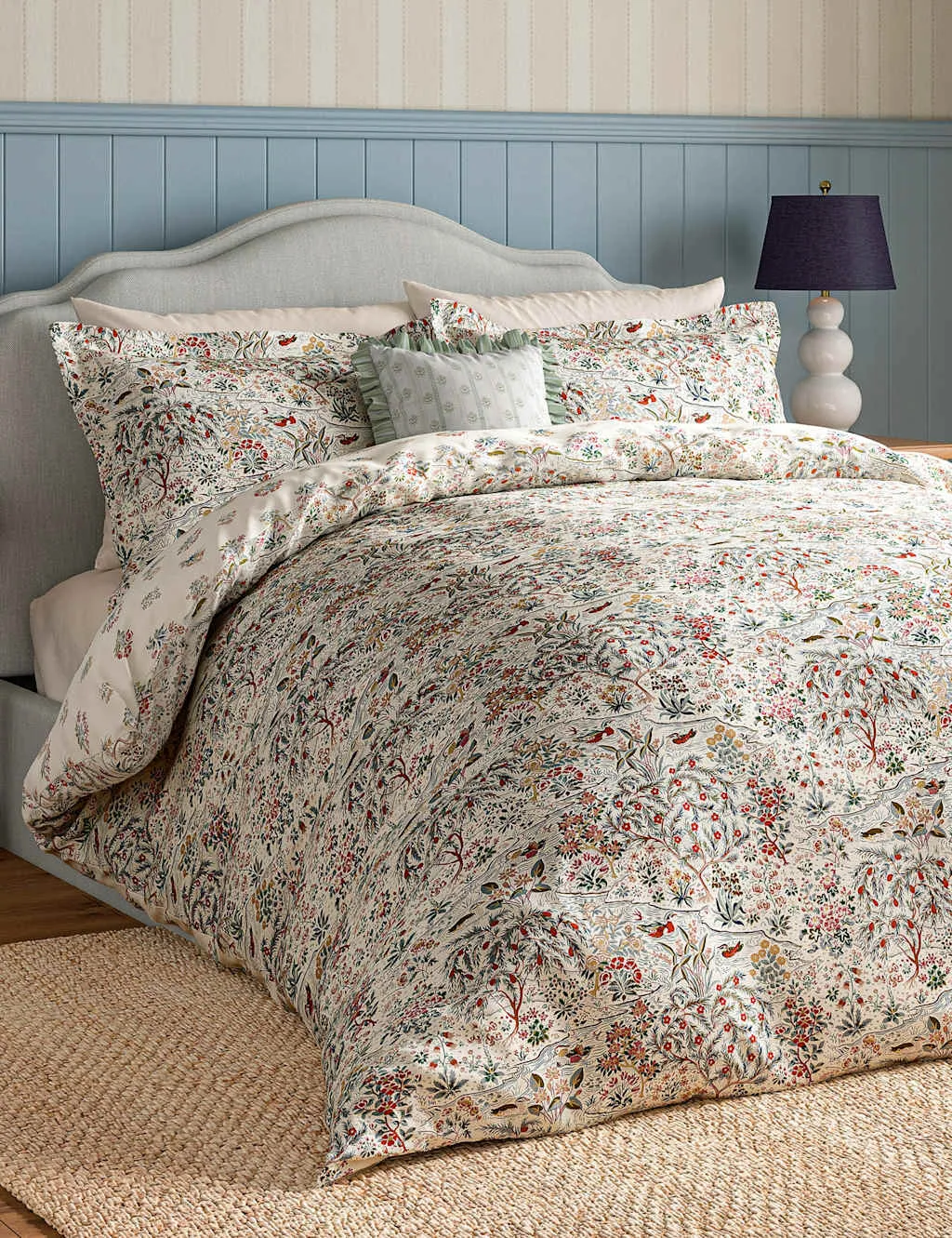 Sanderson Pure Cotton Moat Birds Bedding Set Cream Mix