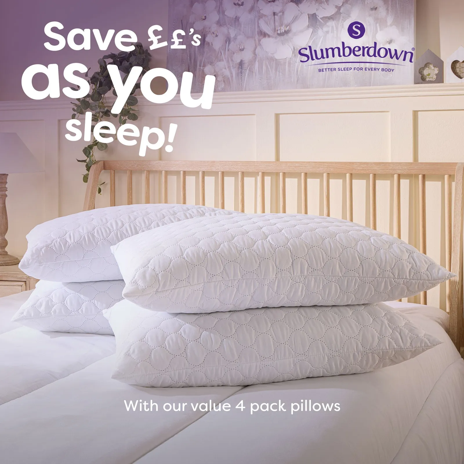 Slumberdown 4 Pack Sleep Soundly Rebound Firm Support Side Sleeper Pillows in White 2