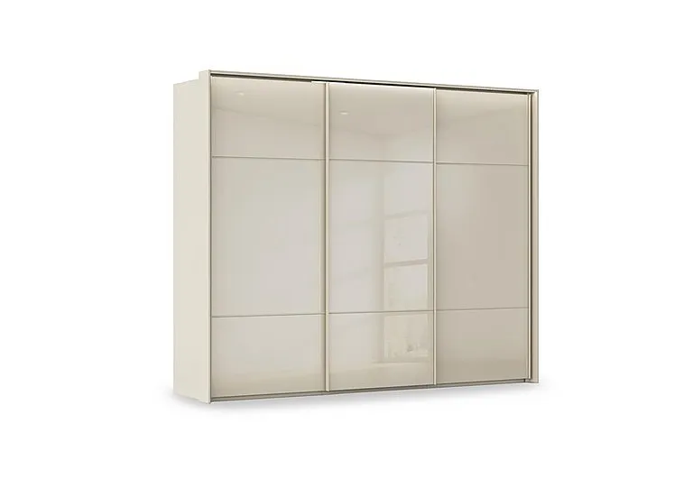 Haven 280cm 3 Door Slider Wardrobe with Glass Doors and Lights