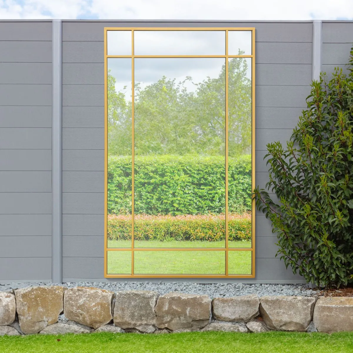 MirrorOutlet Gold Contemporary Wall & Leaner Garden Mirror 71"x 43" 180x110cm 6