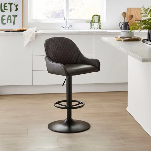Hudson Height Adjustable Bar Stool, Faux Leather