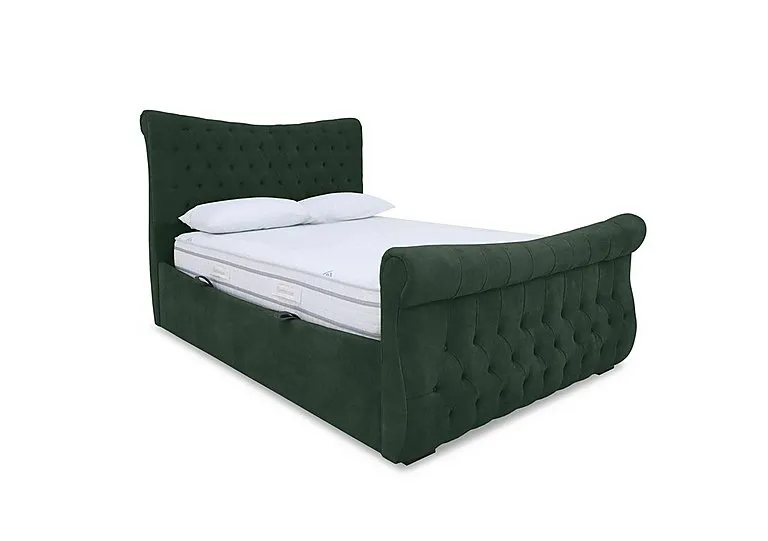 Lance Left Hand Side Opening Ottoman Bed Frame - King Size - Plush Emerald
