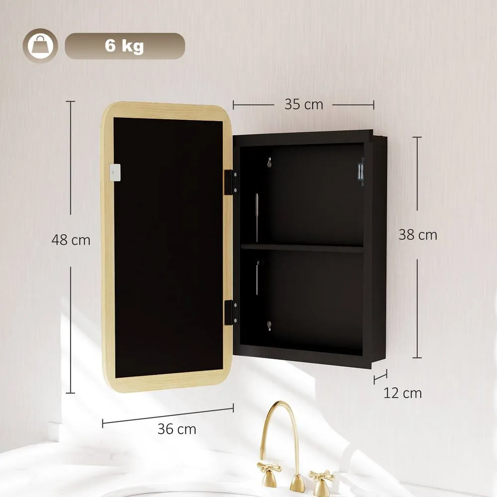 HOMCOM Bathroom Medicine Mirror Cabinet, Bathroom Wall Cabinet in Natural 3