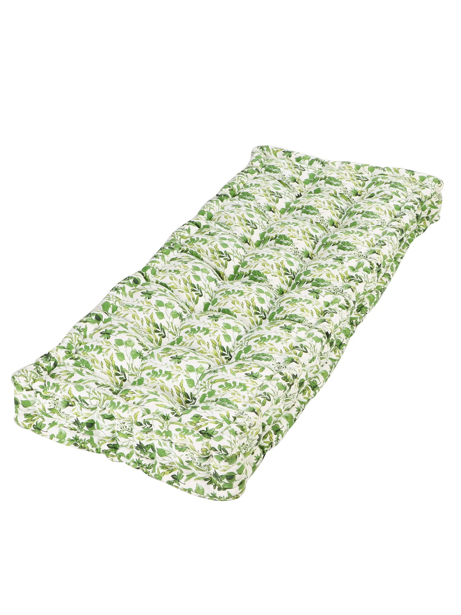Dibor Vintage Green Leaf Print Cotton Indoor Hallway Furniture Bench Seat Pad Cushion L112cm x W44cm 2