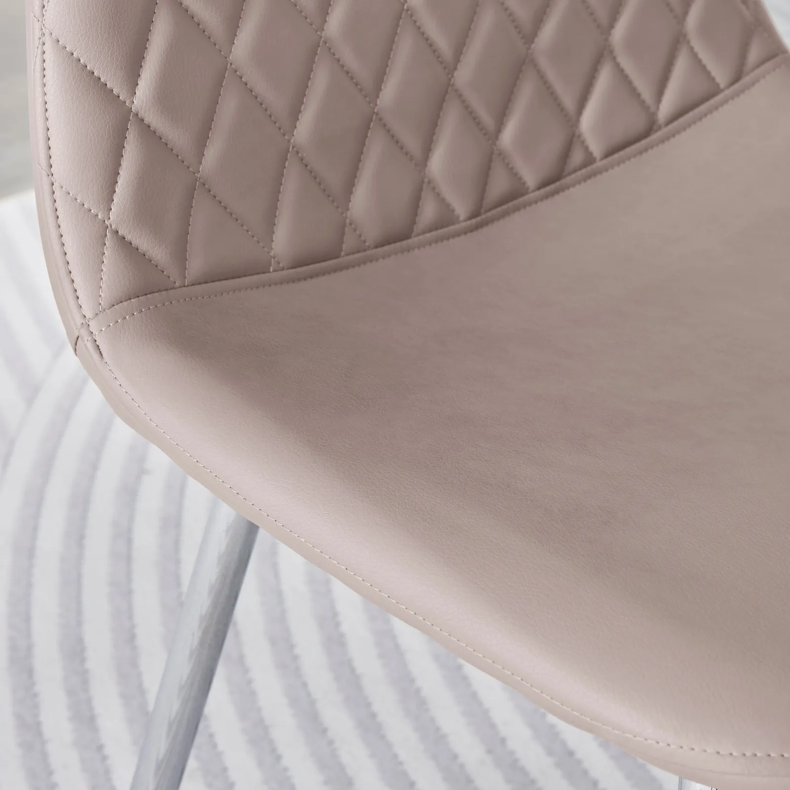 FurnitureboxUK 2x Corona Silver Leg Faux Leather Dining Chair in Beige 4