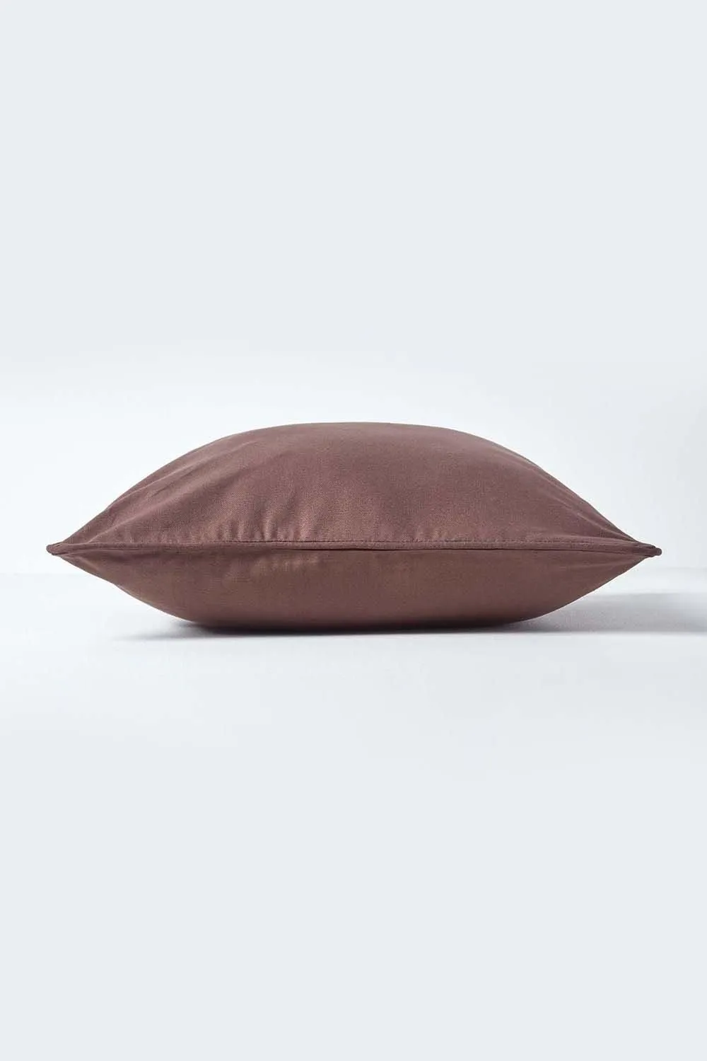 Homescapes Cotton Plain Cushion Cover in Chocolate 2