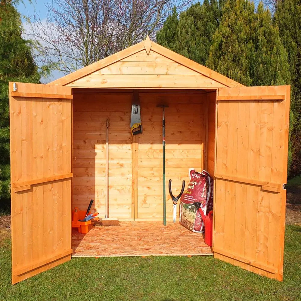 Shires Bute Shiplap Apex 6x4' Dip Treated Garden Shed Double Door with Window in Brown 5