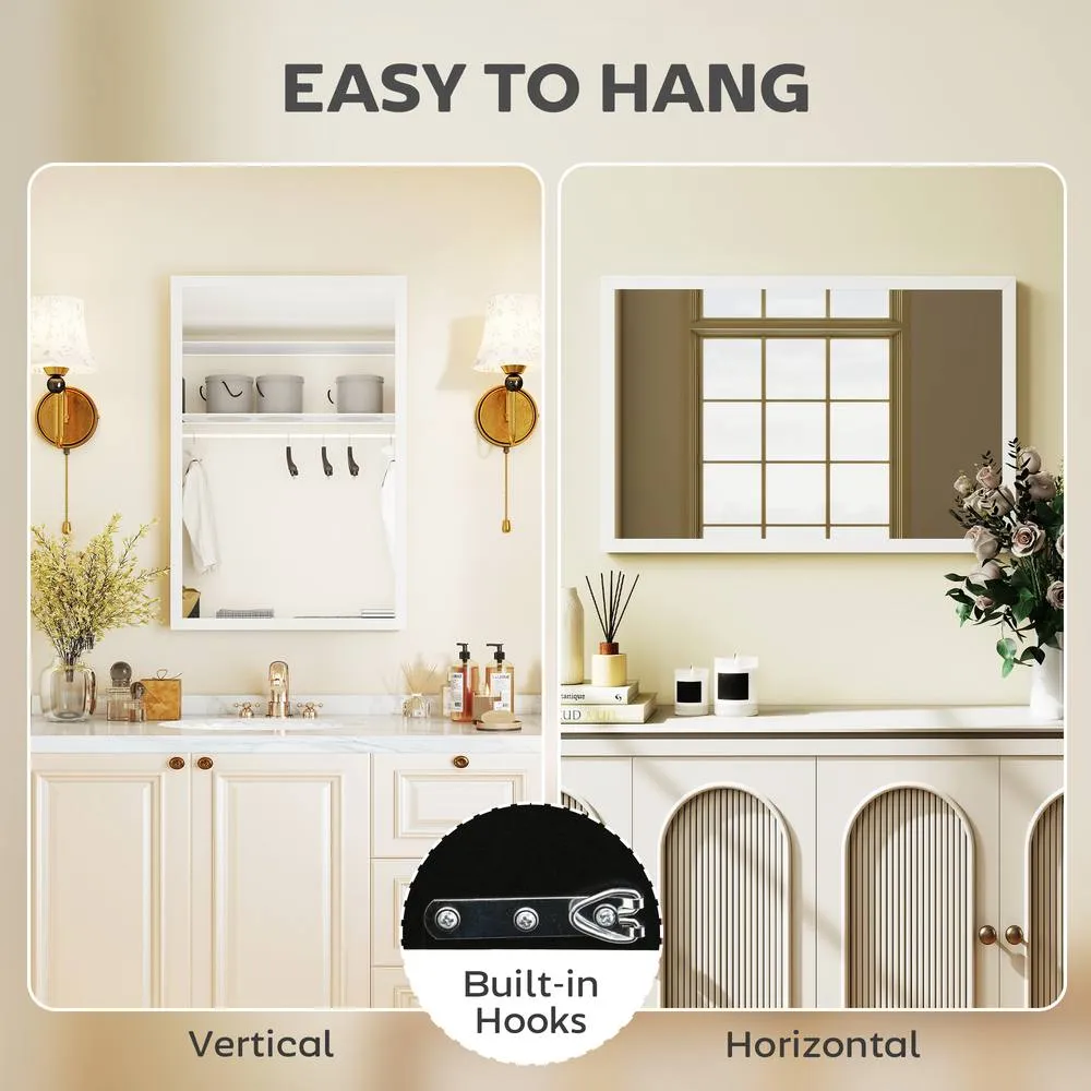 HOMCOM 60x40cm Wall Bathroom Mirror for Home Decor, Vanity Mirror, White 6
