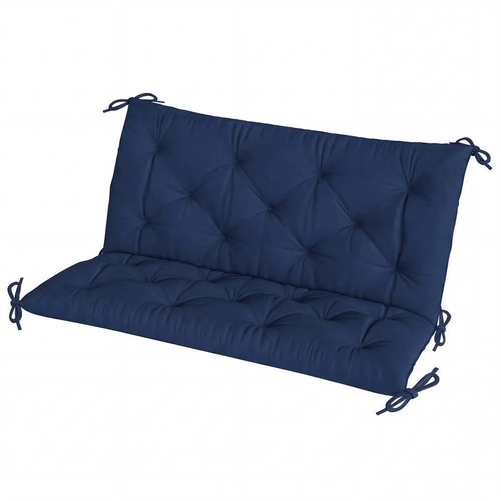 OUTSUNNY 2 Seater Garden Bench Cushion Outdoor Seat Pad with Ties in Dark Blue 1