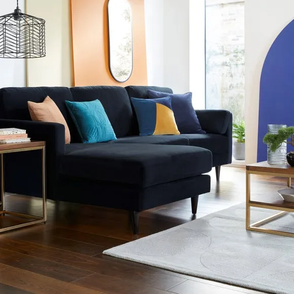 Sheldon Velvet Left Hand Corner Chaise Sofa 3