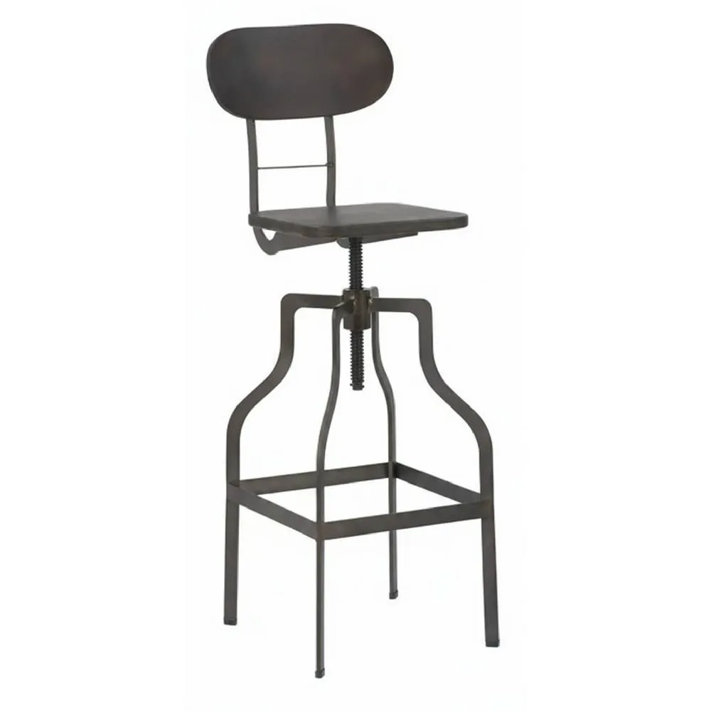 netfurniture Bolzing Retro Industrial Kitchen Bar Stool Espresso Wood Seat in Brown