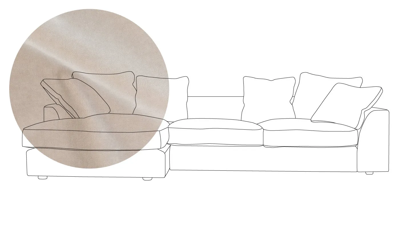 Heal's Cumulus Left Hand Corner Sofa Varese Velvet Dove Black Feet