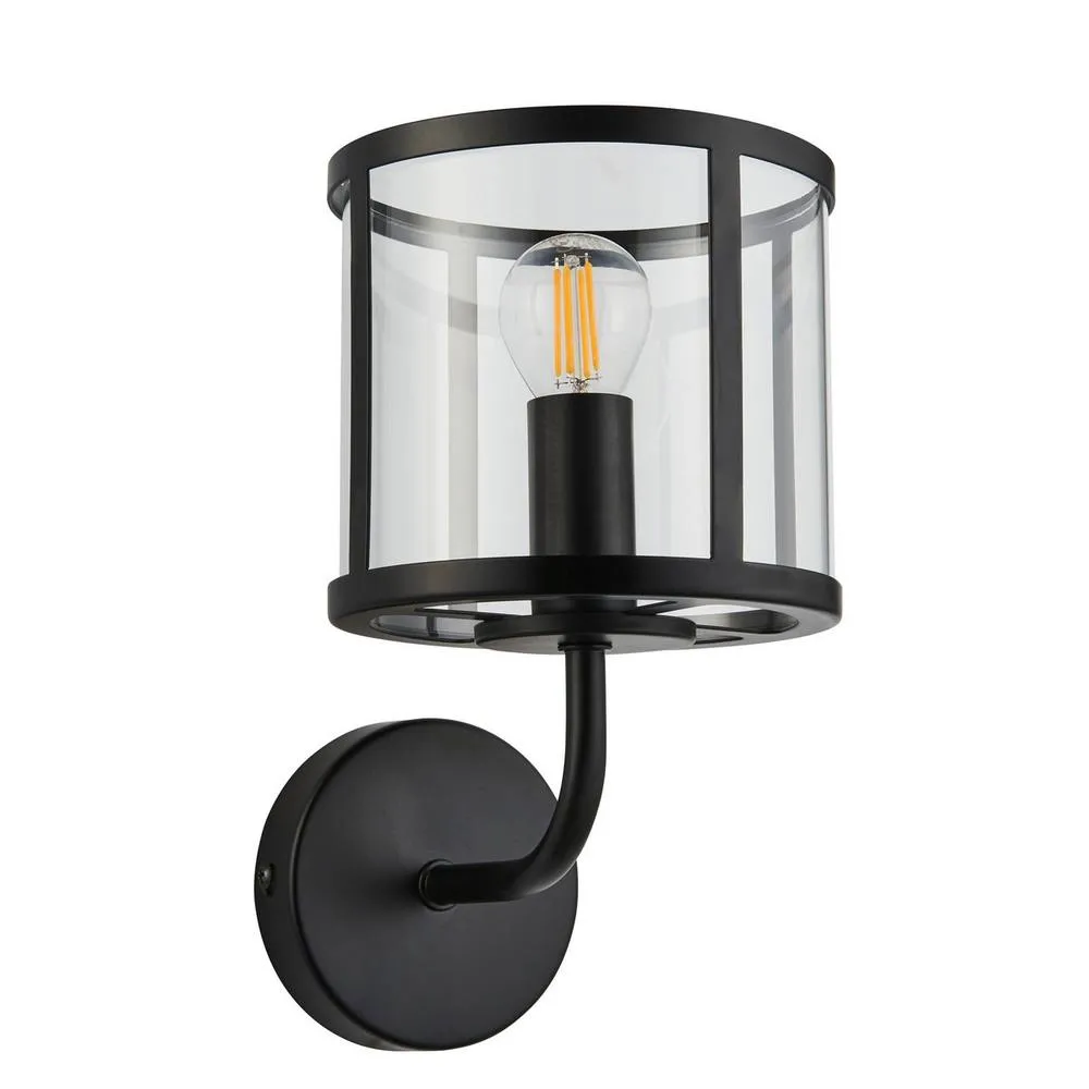Netlighting Hopton Glass Shade Wall Lamp Matt Black 6