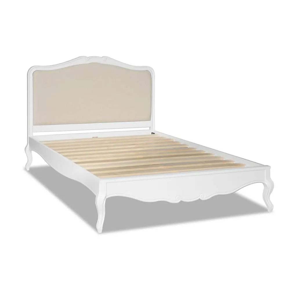 Statement Furniture Juliette French Style 5ft King Bed with Upholstered Headboard in White 5