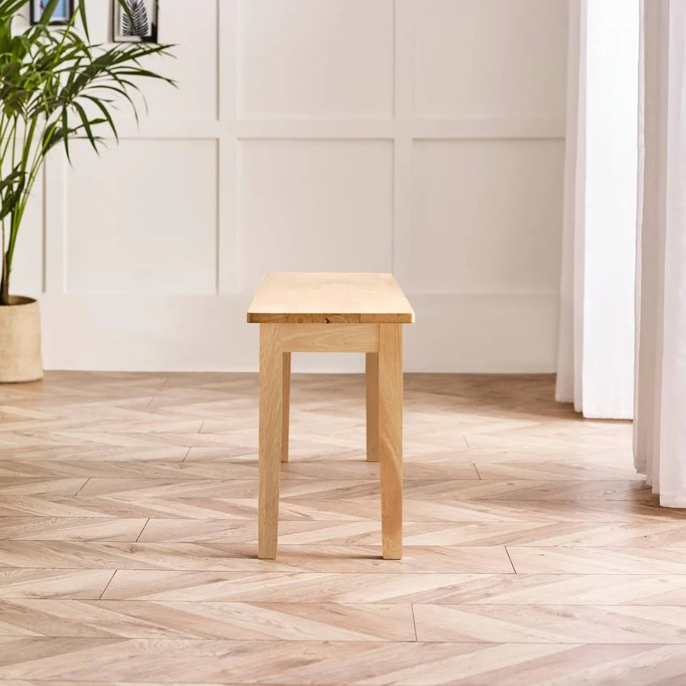 FurnitureboxUK Tenby Oak Effect Solid Wood Large Dining Bench in Light Brown 3