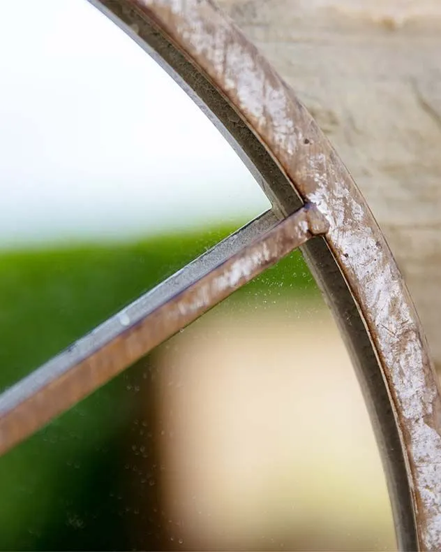 Dibor Vintage Indoor Outdoor Distressed Finish Arched Garden Mirror H60cm x W36cm in Silver 4