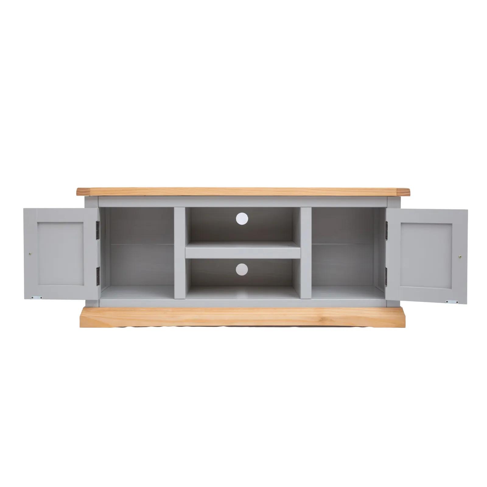Cabinet Bits Bomporto Light Grey 2 Door TV Cabinet Chrome Knob 4