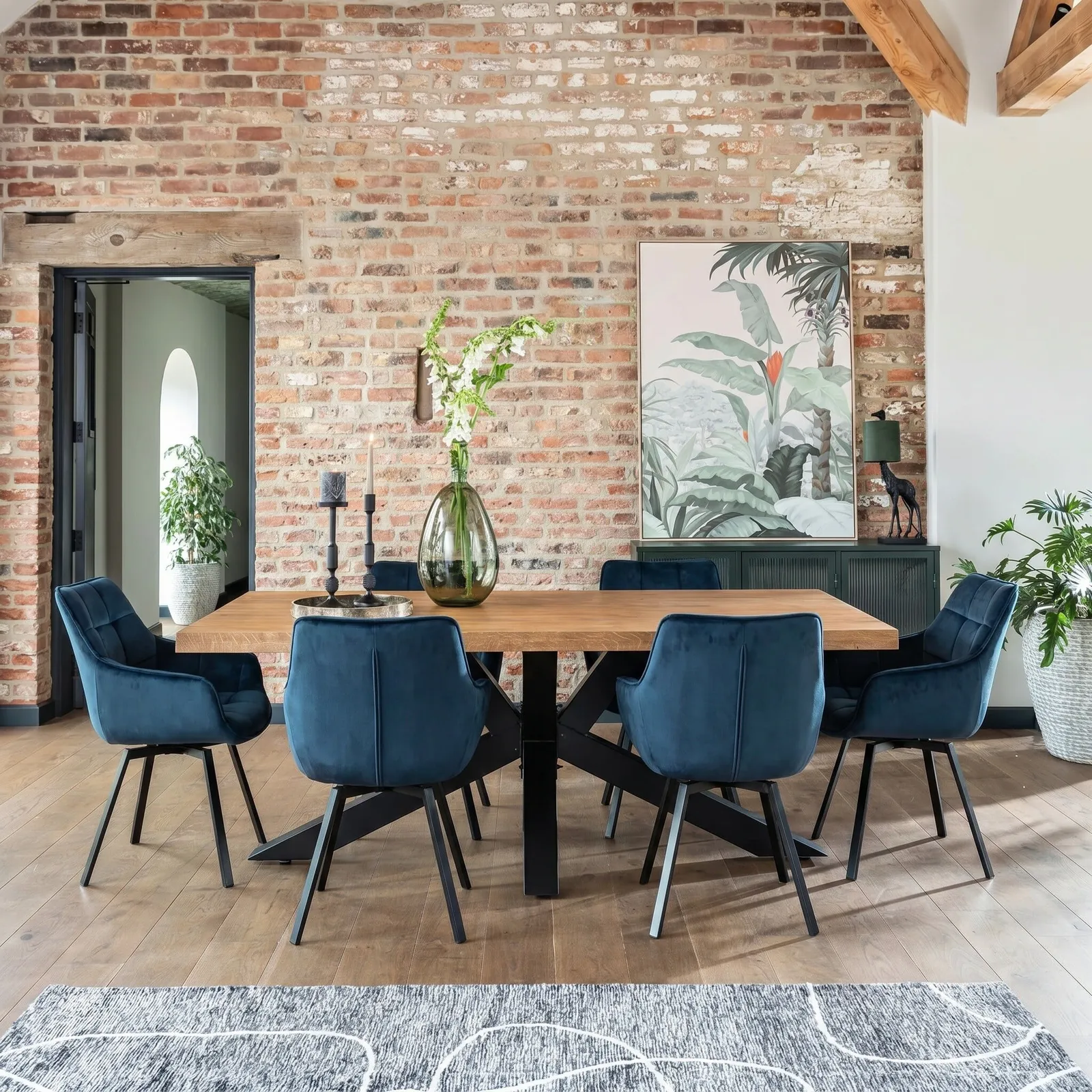 Jasper Leisure Dining Chair With Arms, Blue Velvet | Barker & Stonehouse 2