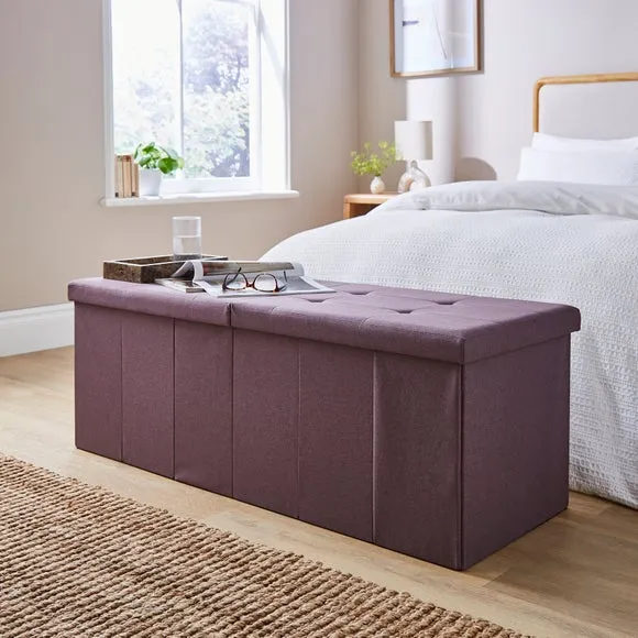 Faux Linen Bed Ottoman 1