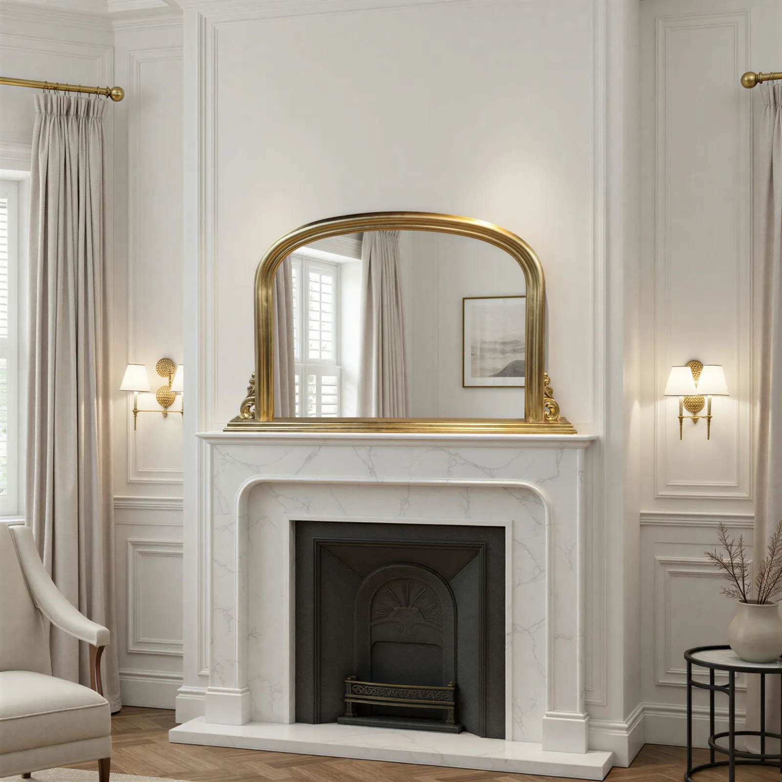 Yearn Mirrors Overmantle Gold Classic Mirror 122(w) x 77cm(h) in Metallic Gold 3