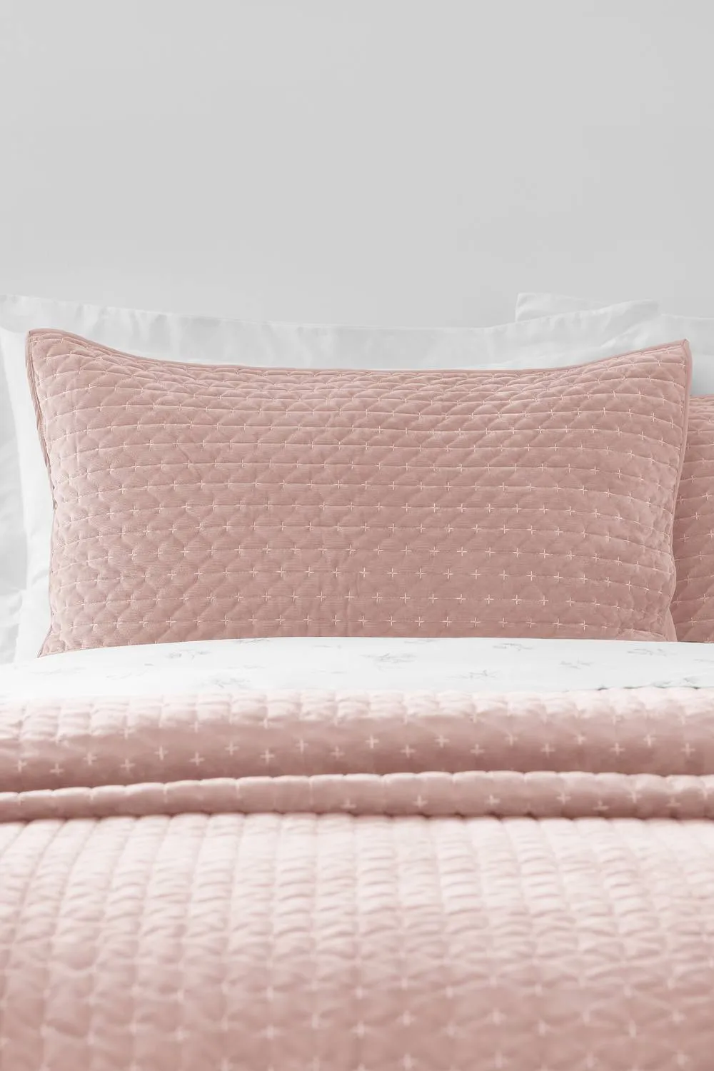 Bianca 'Attica Velvet' Embroidered Pillow sham Pair in Pink