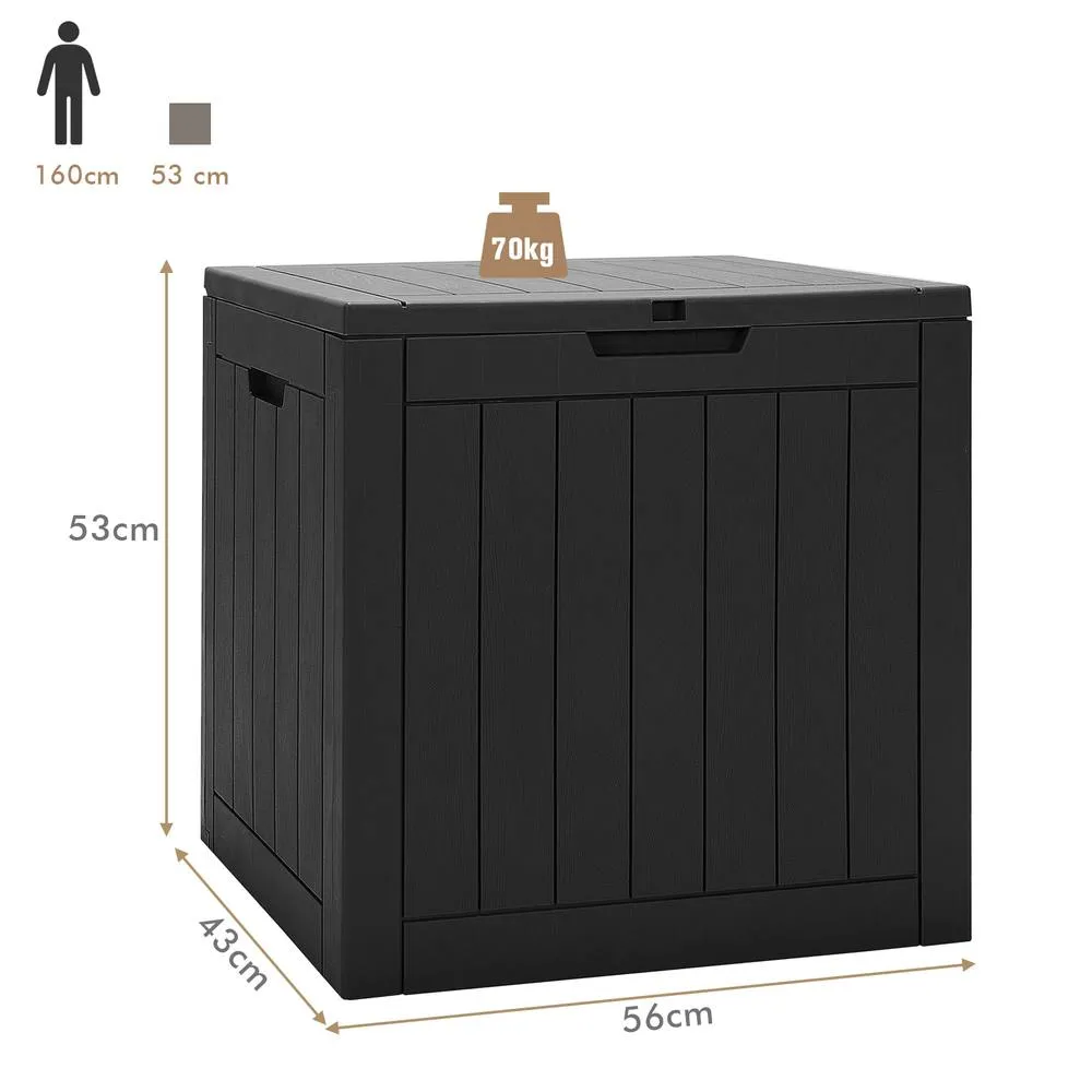 Costway Outdoor Garden Storage Box Waterproof Patio Utility Chest Plastic Lid Container in Black 2