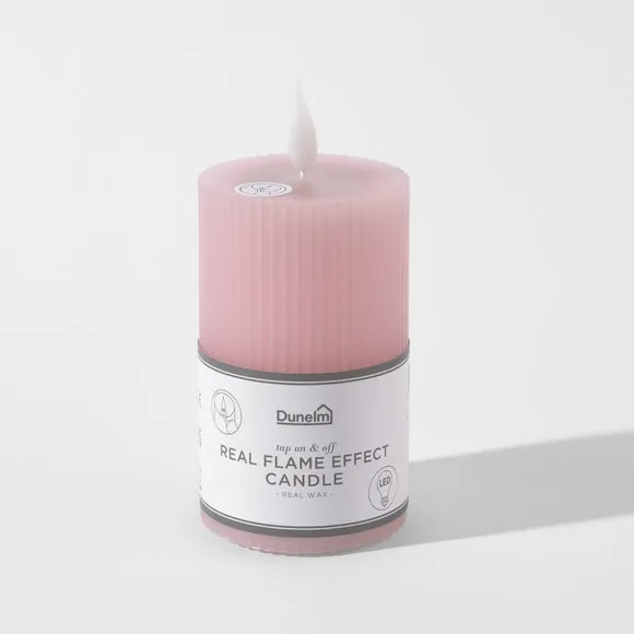 LED Tap Out Ribbed Pillar Candle 4