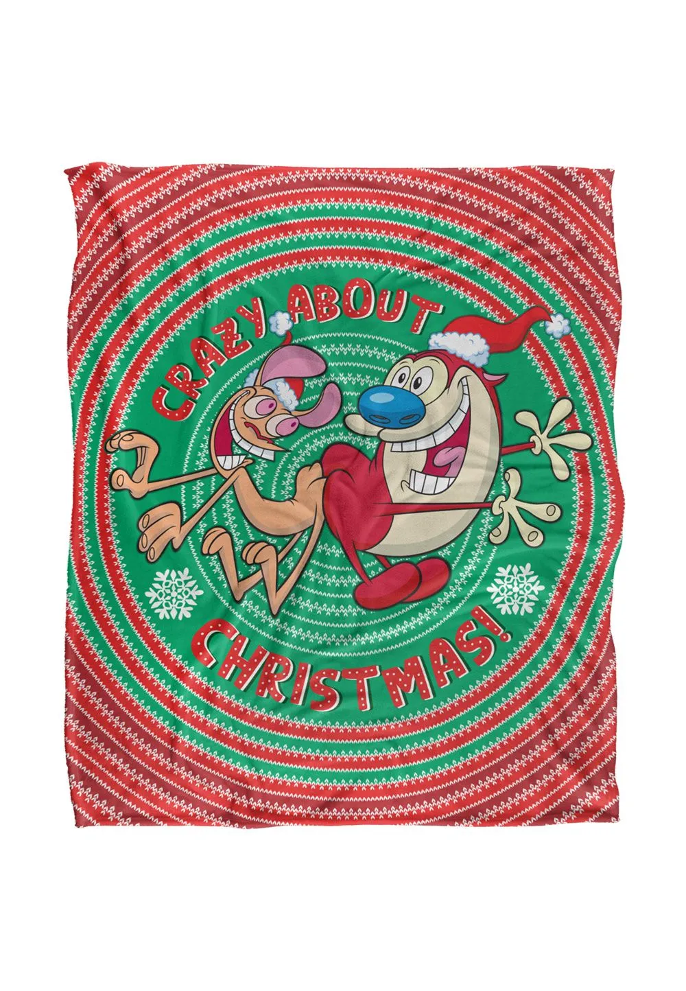 Ren & Stimpy Crazy Christmas Silky Touch Super Soft Throw Blanket 152 X 127 cm in White