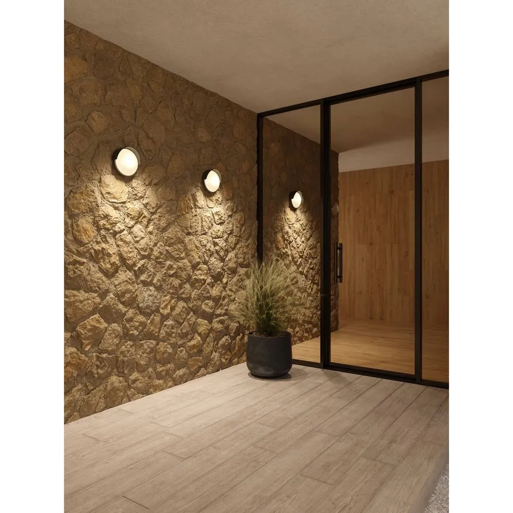 Netlighting Auro Outdoor Flush Wall Lamp Black Sandblasted LED 6.2W IP54 On Off 2