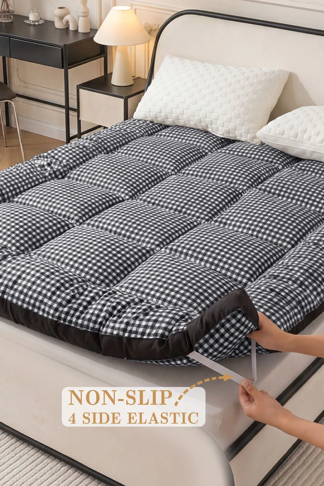 Living and Home 10cm Comfortable Quilted Mattress Topper in Dark Grey