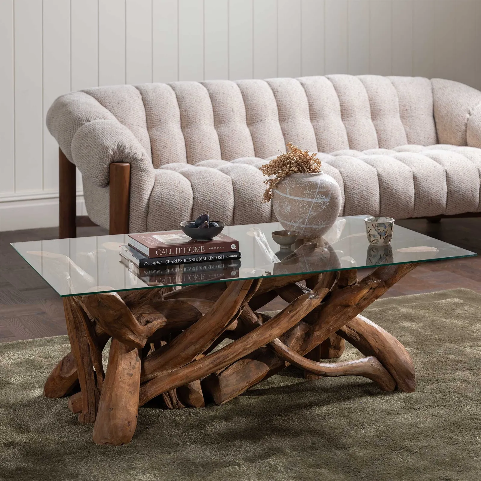 Whinfell Rectangular Coffee Table, Brown Glass | Barker & Stonehouse 2