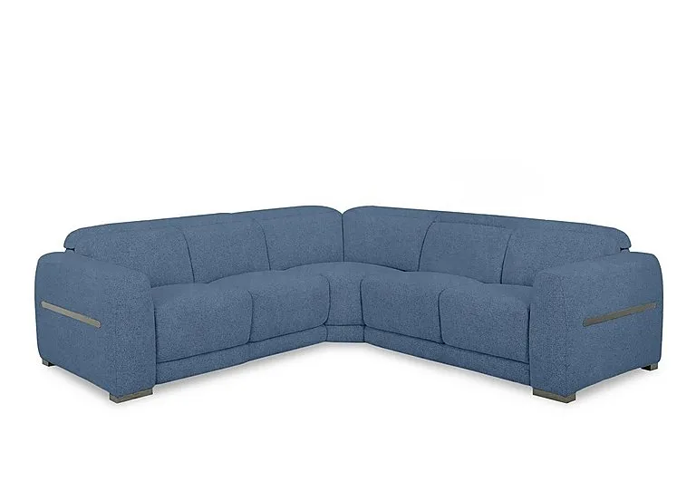 Edison Large Fabric Corner Sofa - Silverish Blue