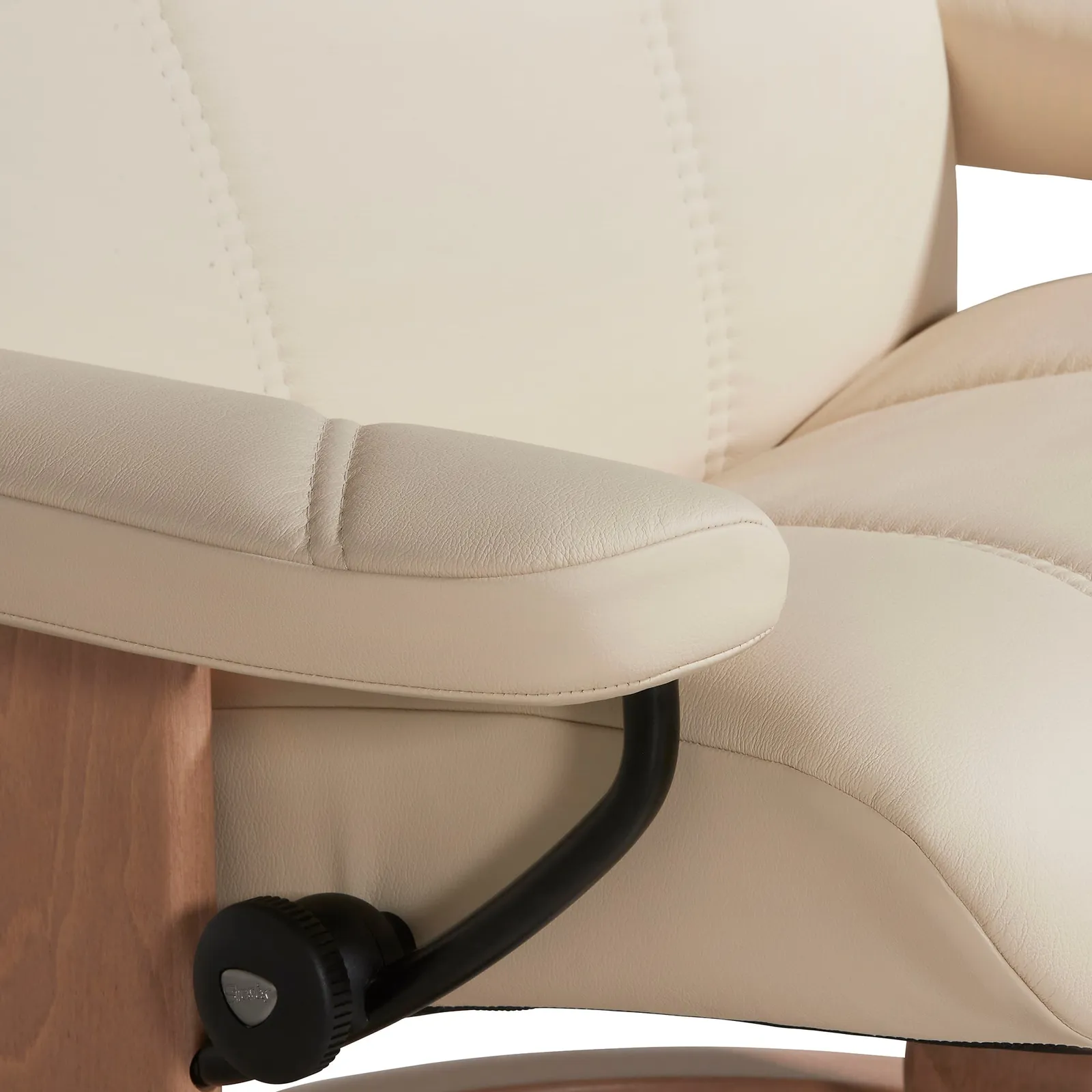 Stressless Consul Large Recliner Chair & Stool, Neutral Leather | Barker & Stonehouse 4