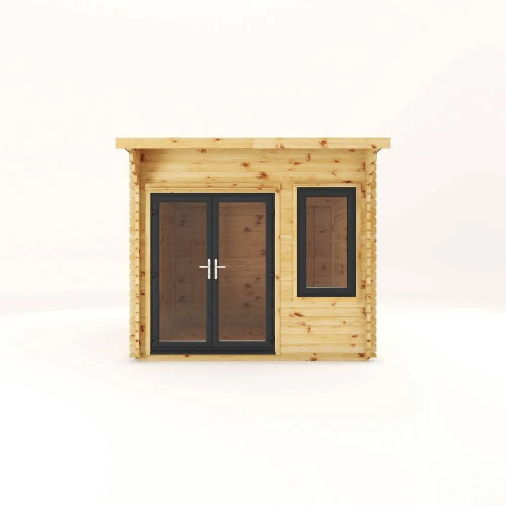 Mercia 3 x 3 m Curved Roof 44 mm Log Cabin with UPVC Windows & Doors in Natural 3
