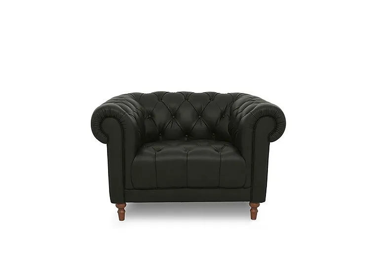 Columbus Leather Armchair with Wooden Feet