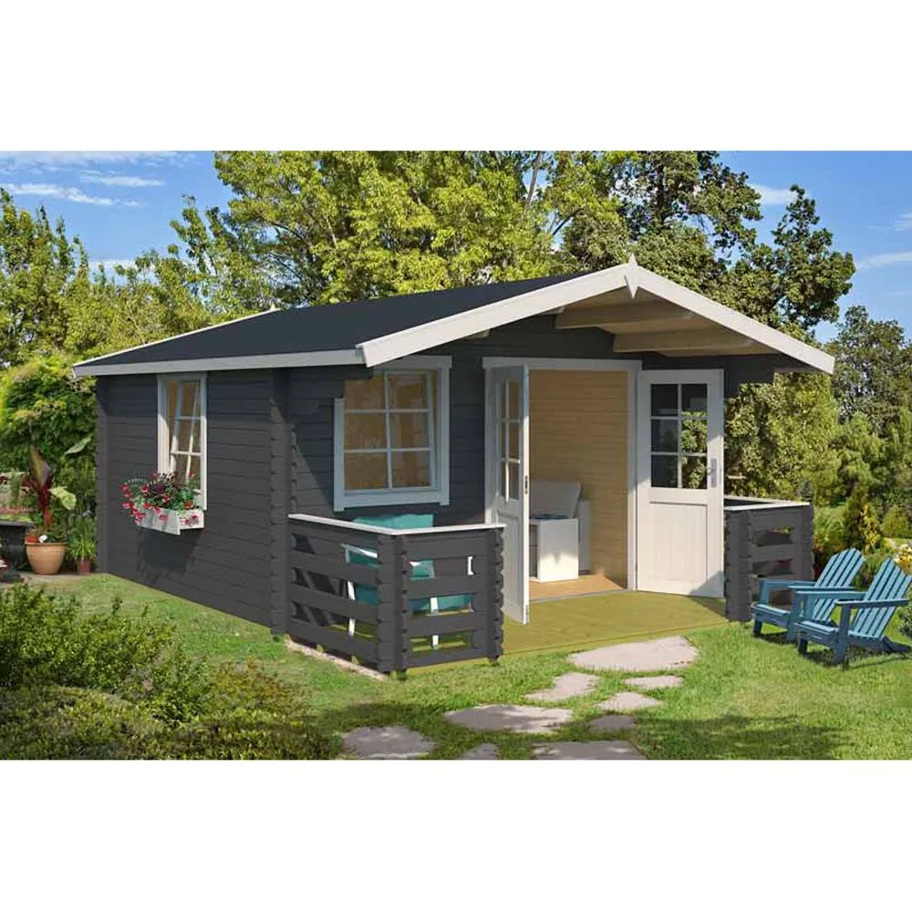 Lasita Maja Ltd Luna 2-Log Cabin, Garden Room, Home Office - L403.8xW530xH245.1 cm in Light Tan 3