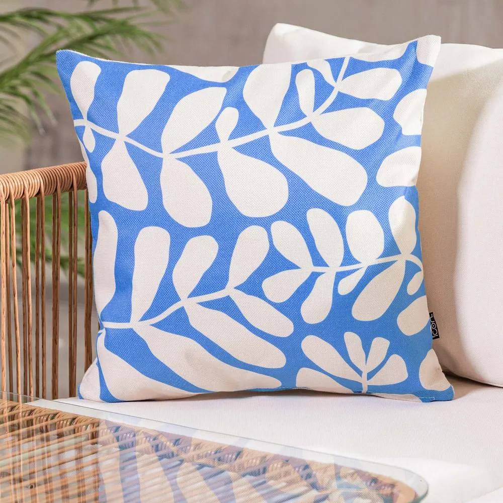 icon Cushion 43x43 Kyoto Fabric - Abstract Leaf Blue