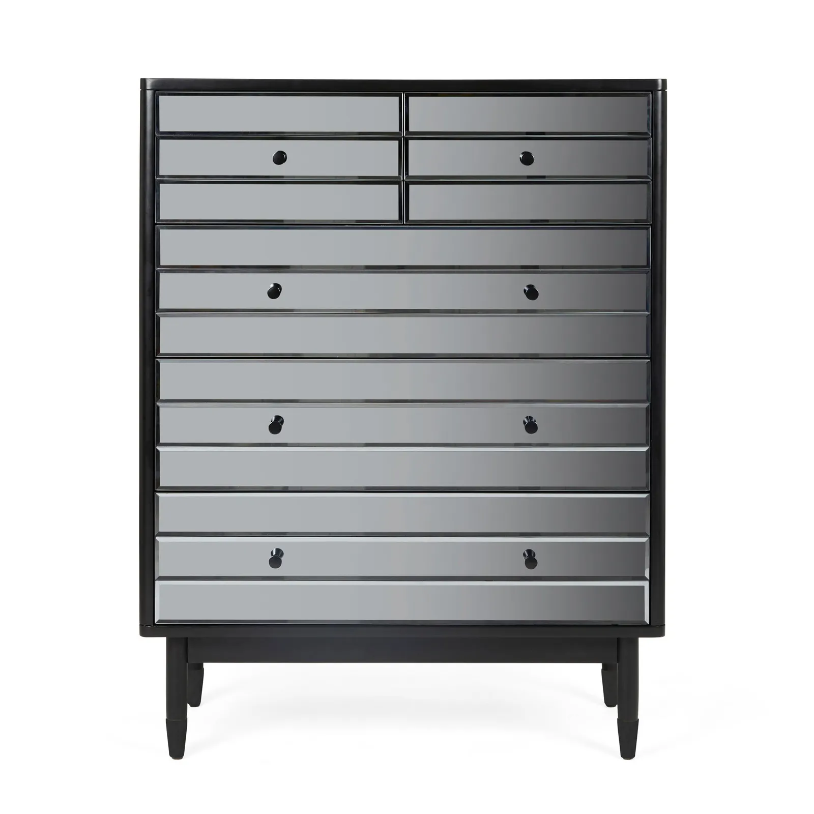 Loren Mirrored 5 Drawer Chest Black