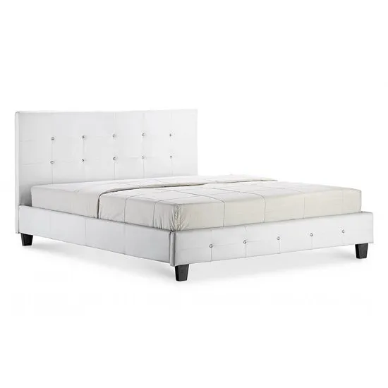 Quartz Faux Leather Double Bed In White