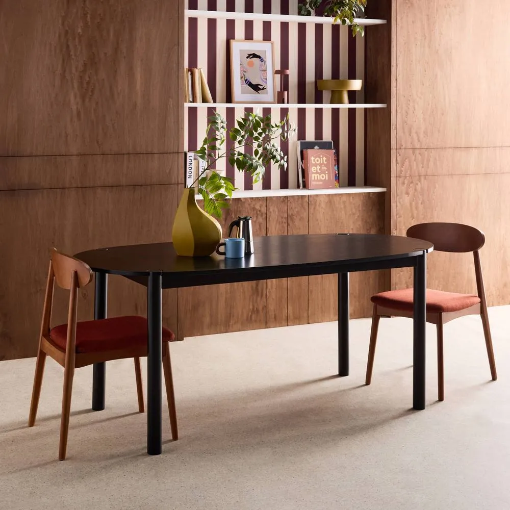 sweeek Oval rubberwood dining table 180cm seats 6 in Black 4