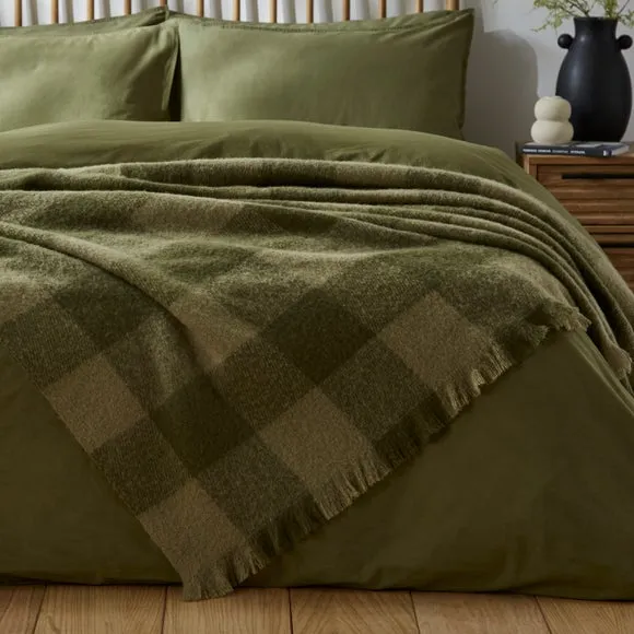 Cabin Check Faux Mohair Throw Blanket 235cm x 235cm 3