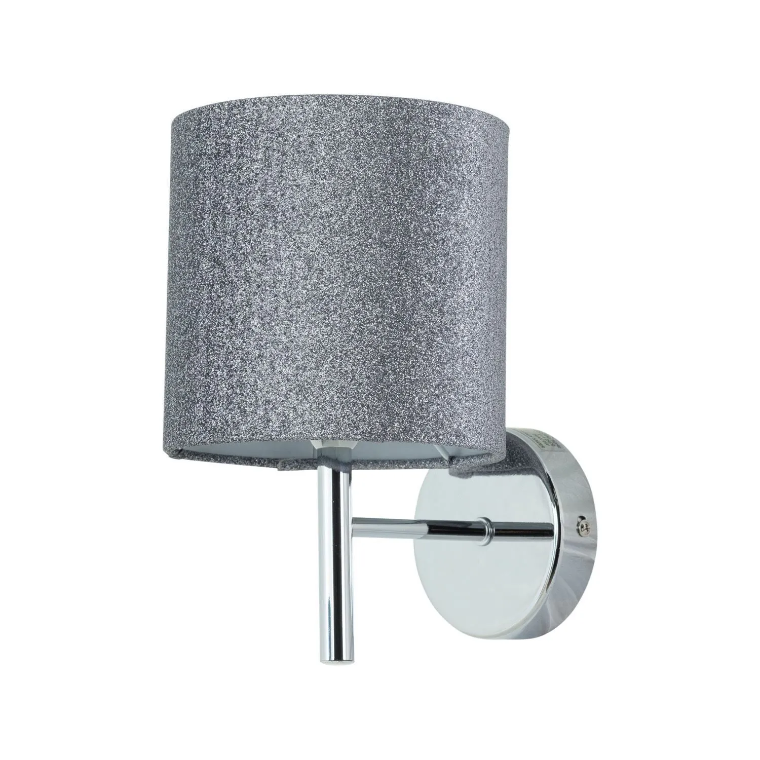 First Choice Lighting Brea - Chrome Wall Light with Silvery Glitter Shade in Silver