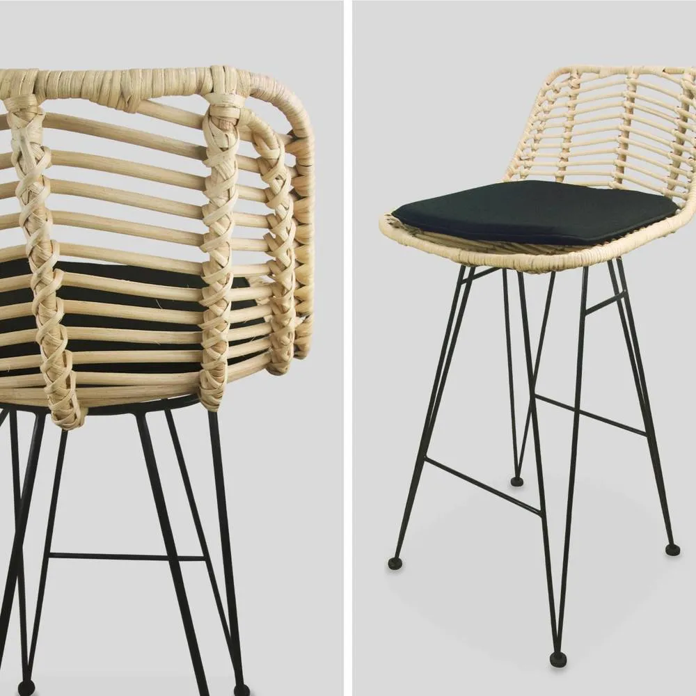 sweeek Pair of rattan bar stools 67cm in Black 4