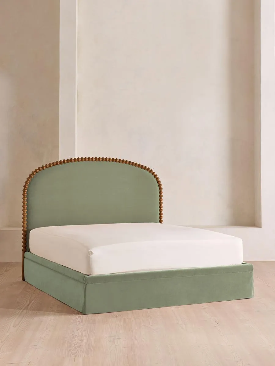 Mika Bed, Super King, Velvet, Seafoam