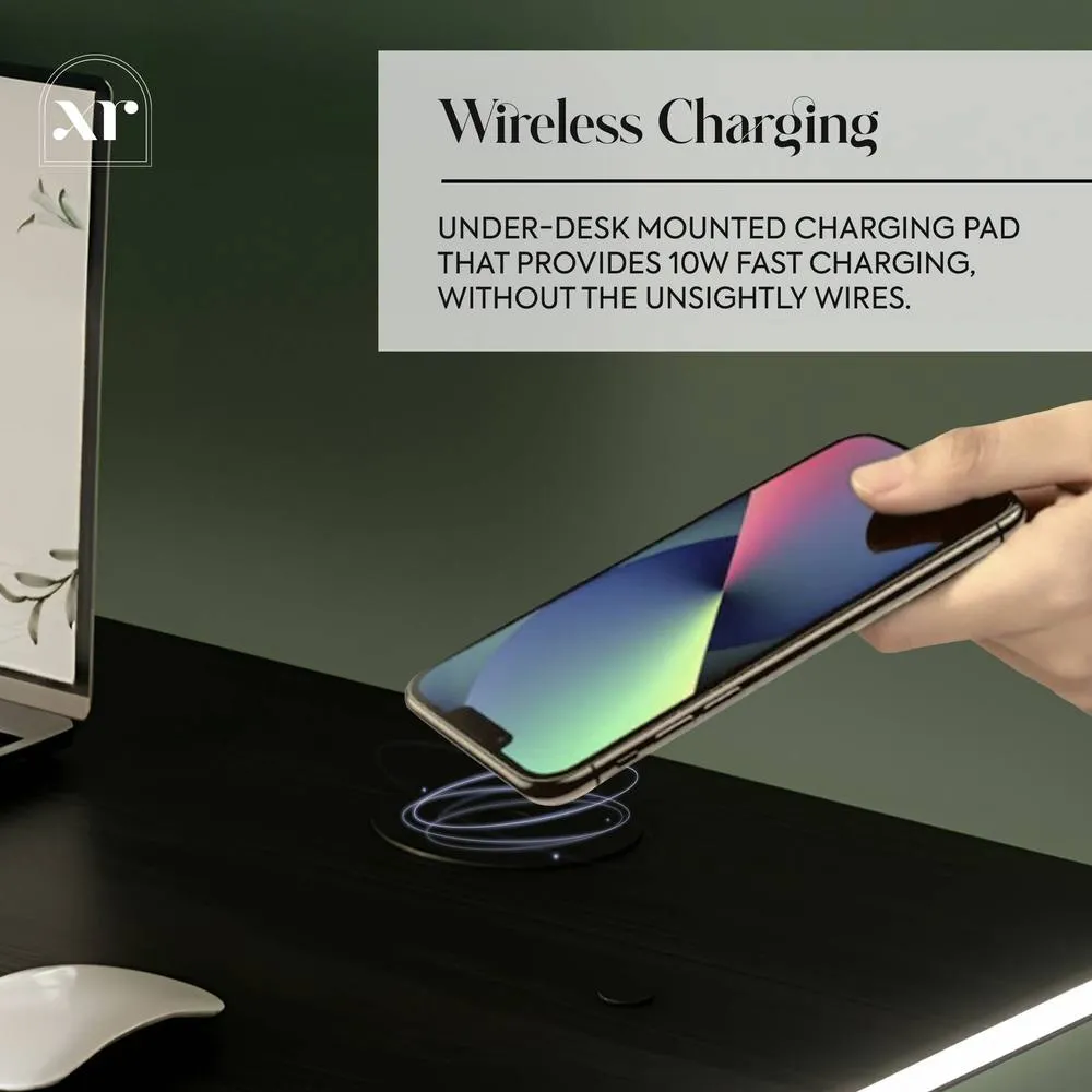 X Rocker Oka RGB LED Office Desk with Wireless Charging in Black 5