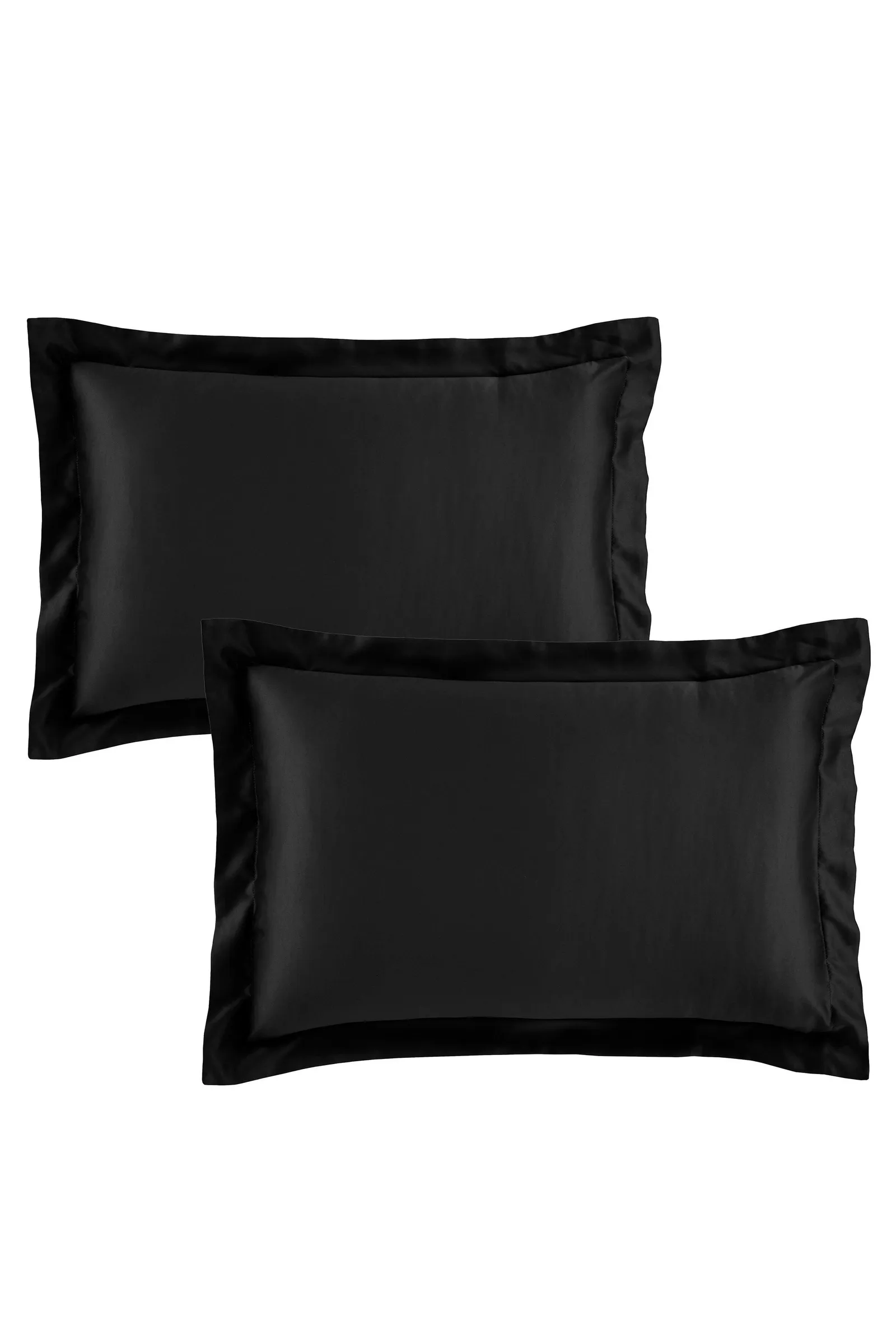 Catherine Lansfield 'Silky Soft Satin' Oxford Pillowcases Pair in Black 2
