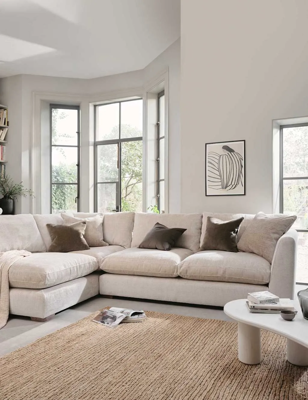 BARKER AND STONEHOUSE Palmer Textured Chenille Left Hand Corner Sofa Neutral