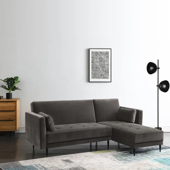 Selma Velvet Corner Double Sofa Bed 2
